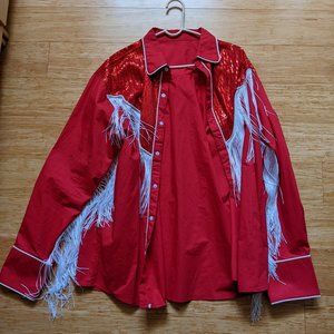 Sequin and Fringe Red Cowboy Shirt